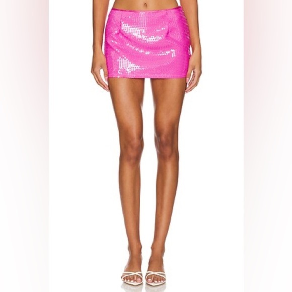 New! Revolve x Miscreants Harper Pink Sequin Mini Skirt 💖 XS NWT! - Picture 4 of 12